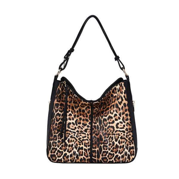 Maya Leopard Print Hobo Bag with Adjustable Shoulder Strap