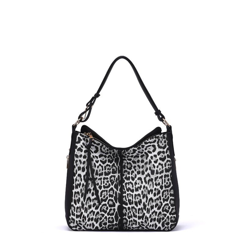 Maya Leopard Print Hobo Bag with Adjustable Shoulder Strap