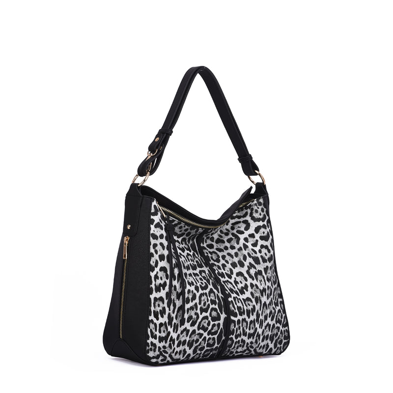 Maya Leopard Print Hobo Bag with Adjustable Shoulder Strap