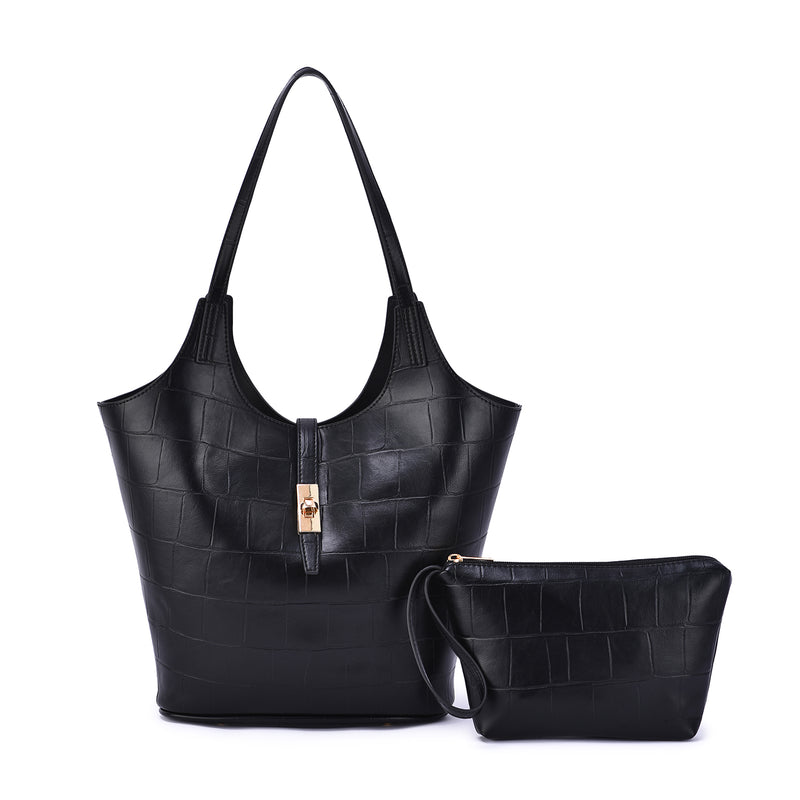 Clio 2-in-1 Croc Embossed Tote