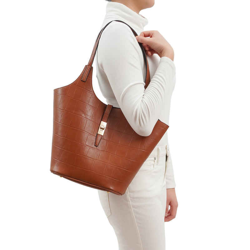 Clio 2-in-1 Croc Embossed Tote