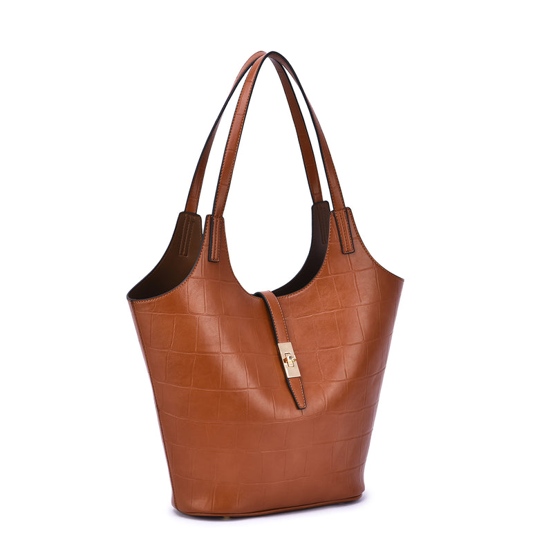 Clio 2-in-1 Croc Embossed Tote