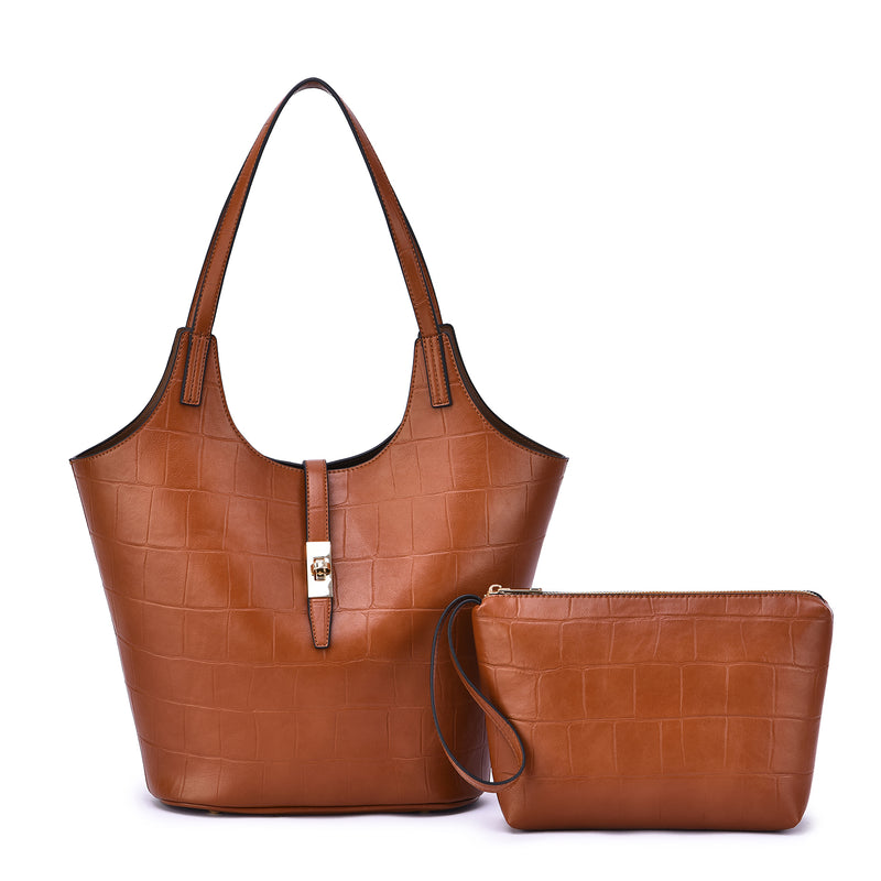 Clio 2-in-1 Croc Embossed Tote