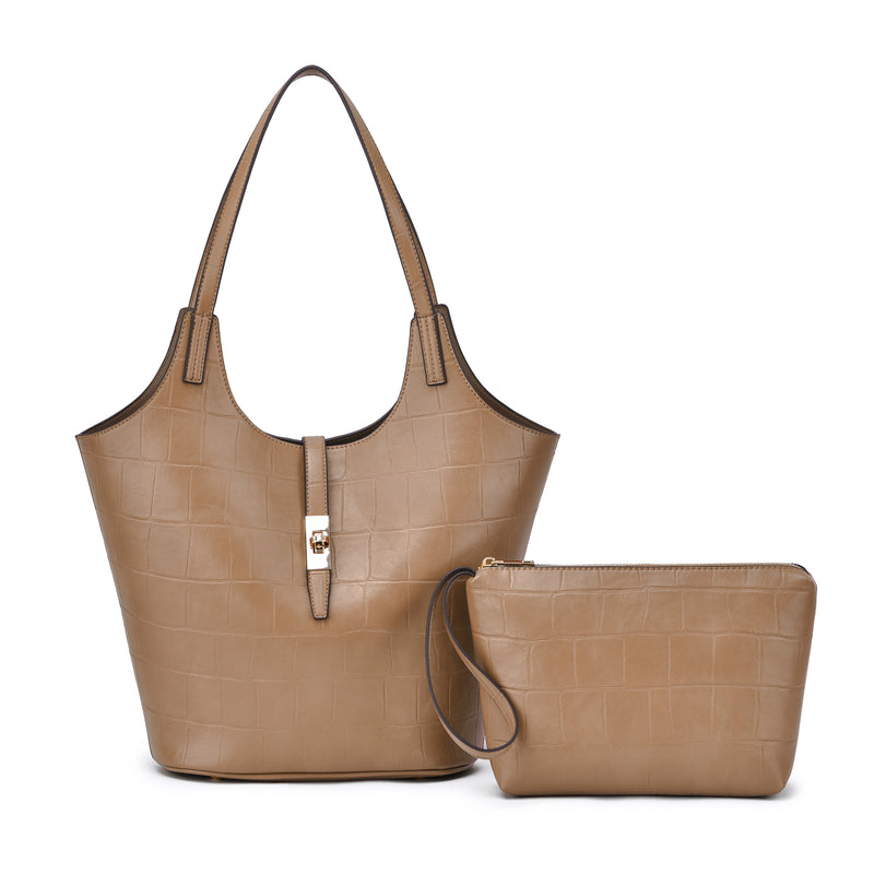 Clio 2-in-1 Croc Embossed Tote