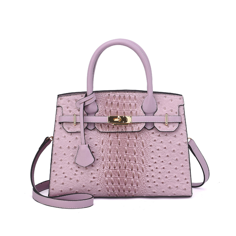 Virginia Ostrich Embossed Satchel