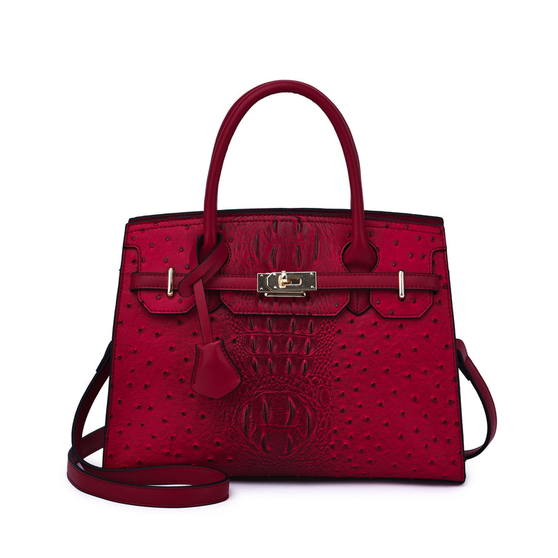 Virginia Ostrich Embossed Satchel