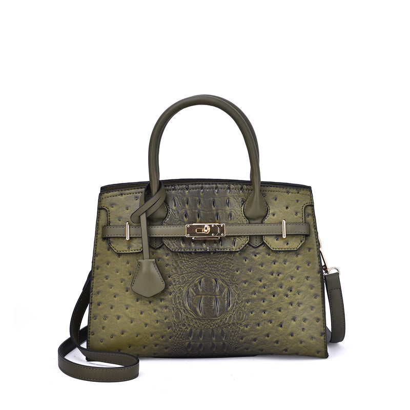 Virginia Ostrich Embossed Satchel