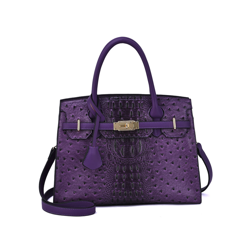 Virginia Ostrich Embossed Satchel