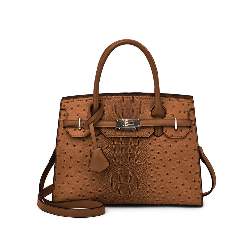 Virginia Ostrich Embossed Satchel