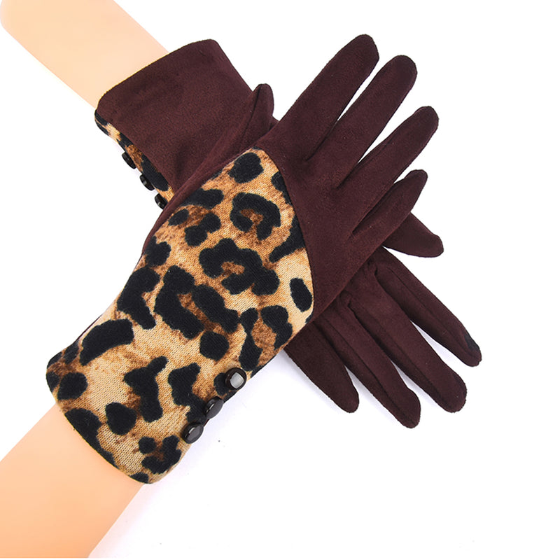 Nya Warm Winter Gloves Featuring Leopard Print