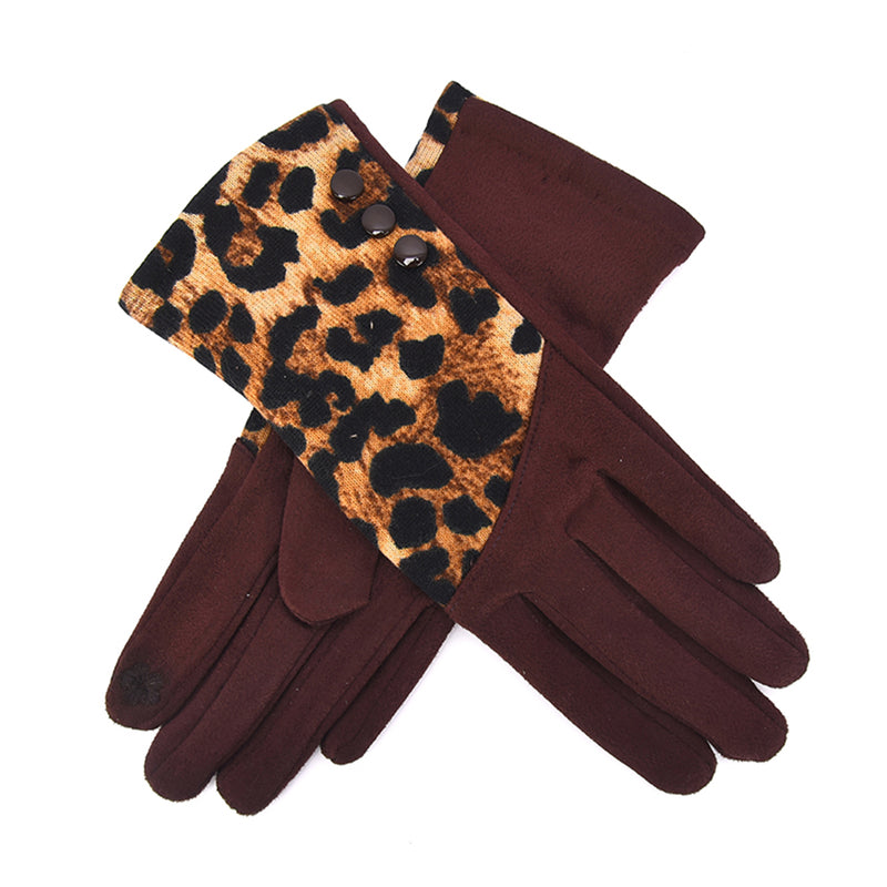 Nya Warm Winter Gloves Featuring Leopard Print