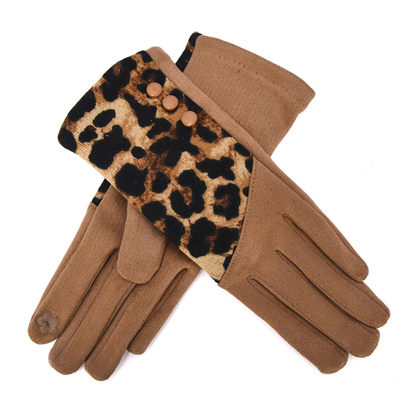 Nya Warm Winter Gloves Featuring Leopard Print