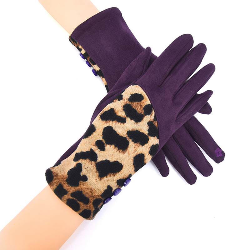 Nya Warm Winter Gloves Featuring Leopard Print