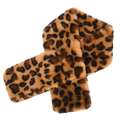 Spots Women's Leopard Print Plush Faux Fur Pull Through Scarf