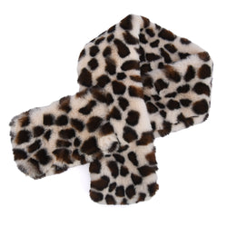 Spots Women's Leopard Print Plush Faux Fur Pull Through Scarf