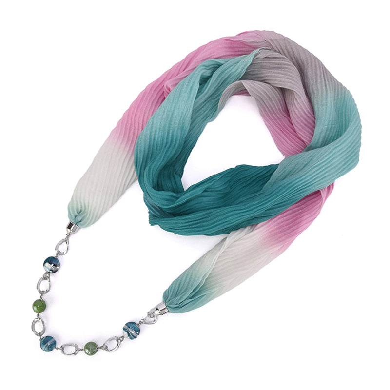 Aurora Gradient Color Infinity Scarf with Necklace