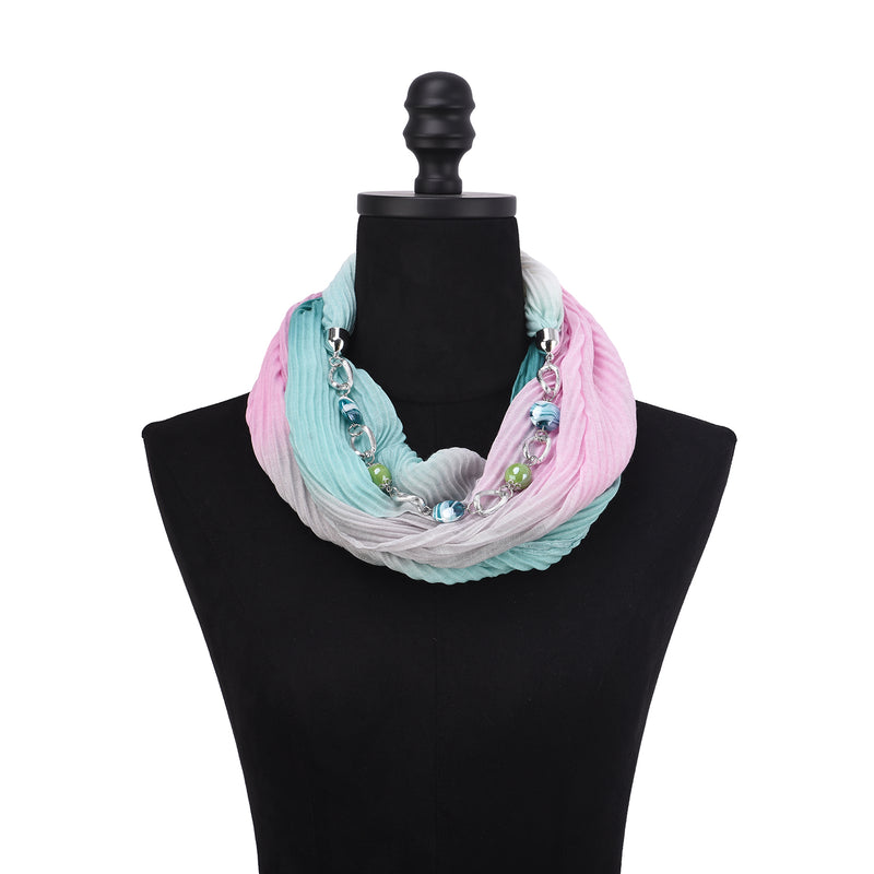 Aurora Gradient Color Infinity Scarf with Necklace