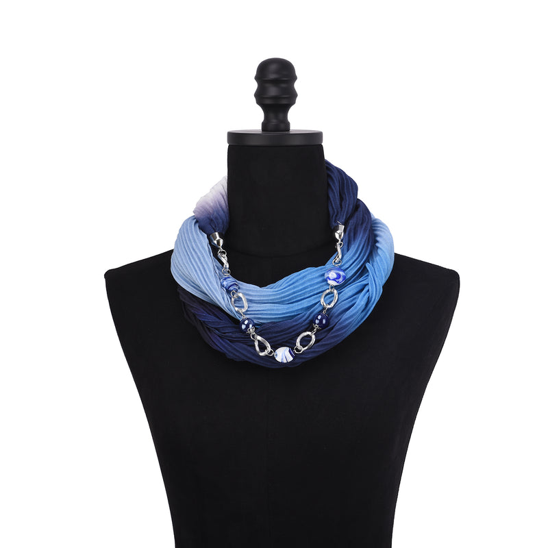 Aurora Gradient Color Infinity Scarf with Necklace